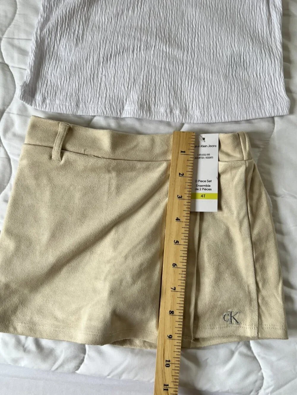Calvin Klein Jeans Toddler Girl's Peter Pan Collar Top and Skirt Set, Size 4